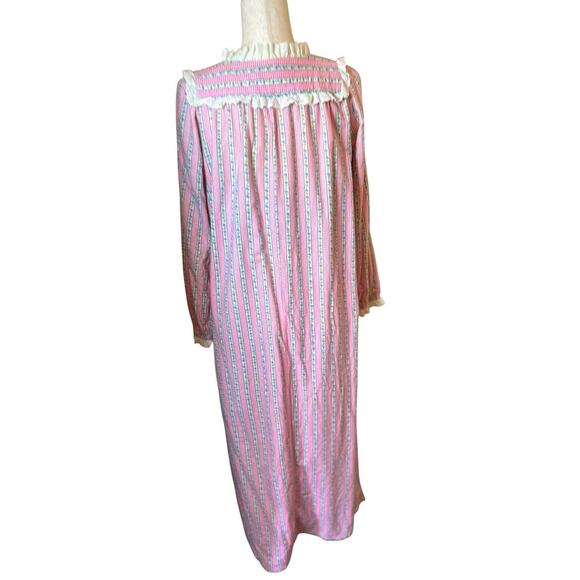 Vintage Accentuette Lanz Floral Flannel Lace Trim Nightgown Small Cottagecore - Picture 5 of 12